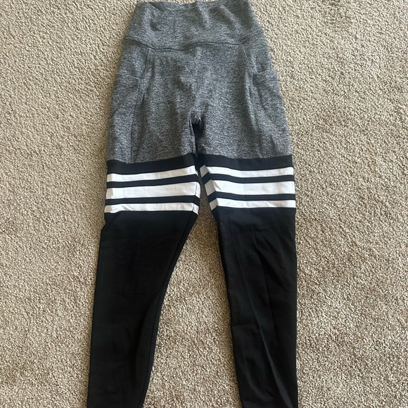 Bombshell Sportswear Pants - Bombshell Gray and Black Striped Sock Leggings